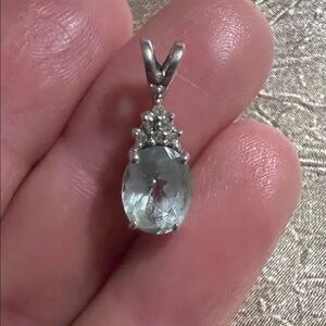 Aquamarine diamond pendant 10k gold